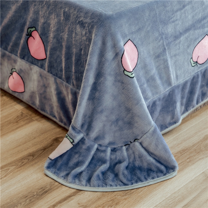 91家纺网 家纺一手货源 找家纺 昔可家纺 2018新款牛奶绒四件套 蜜桃-蓝