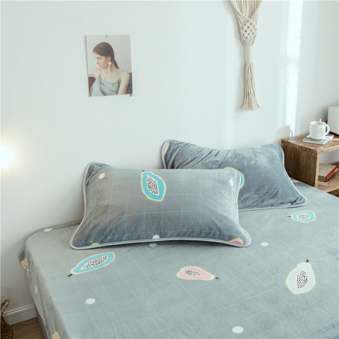 91家纺网 家纺一手货源 找家纺 昔可家纺 2018新款牛奶绒四件套 木瓜水果