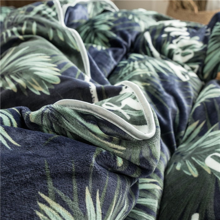 91家纺网 家纺一手货源 找家纺 昔可家纺 2018新款牛奶绒四件套 热带植物