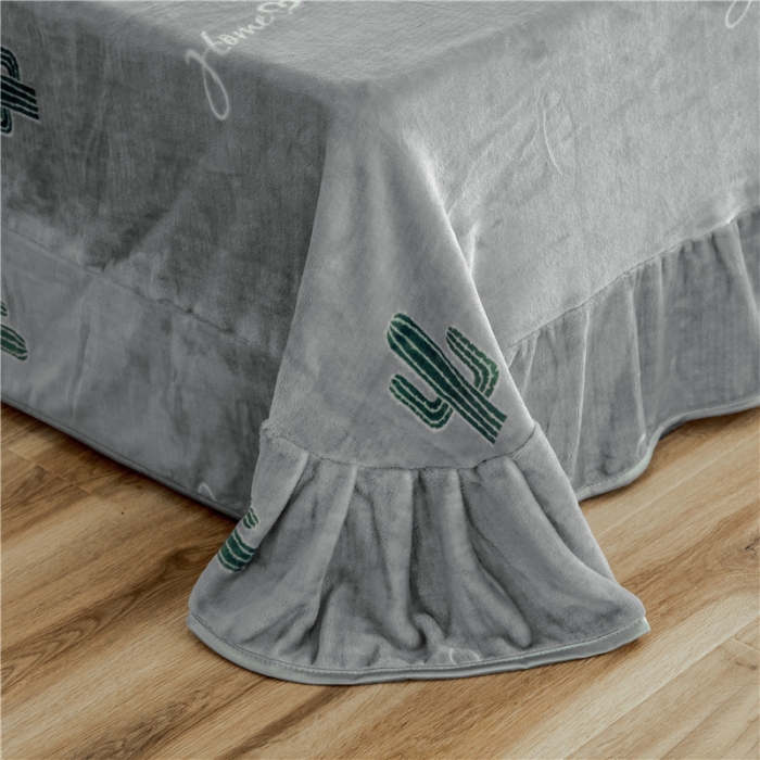 91家纺网 家纺一手货源 找家纺 昔可家纺 2018新款牛奶绒四件套 仙人掌