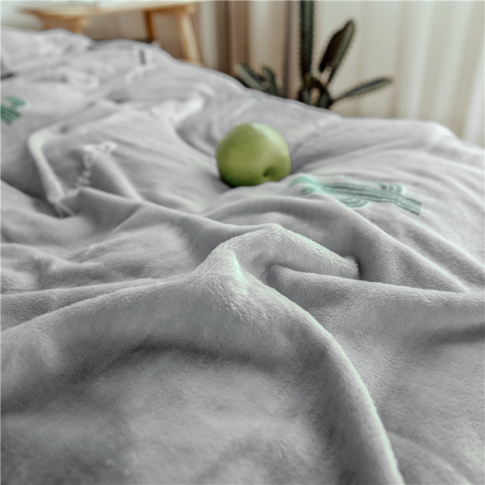 91家纺网 家纺一手货源 找家纺 昔可家纺 2018新款牛奶绒四件套 仙人掌