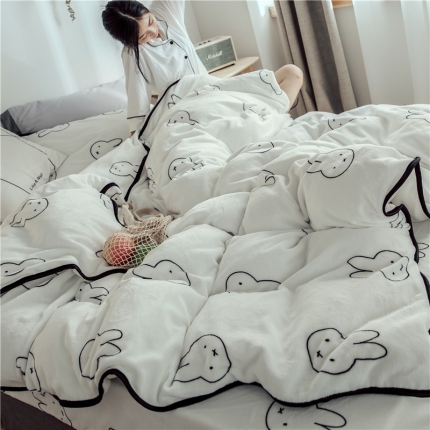 昔可家纺 2018新款牛奶绒四件套 小兔乖乖