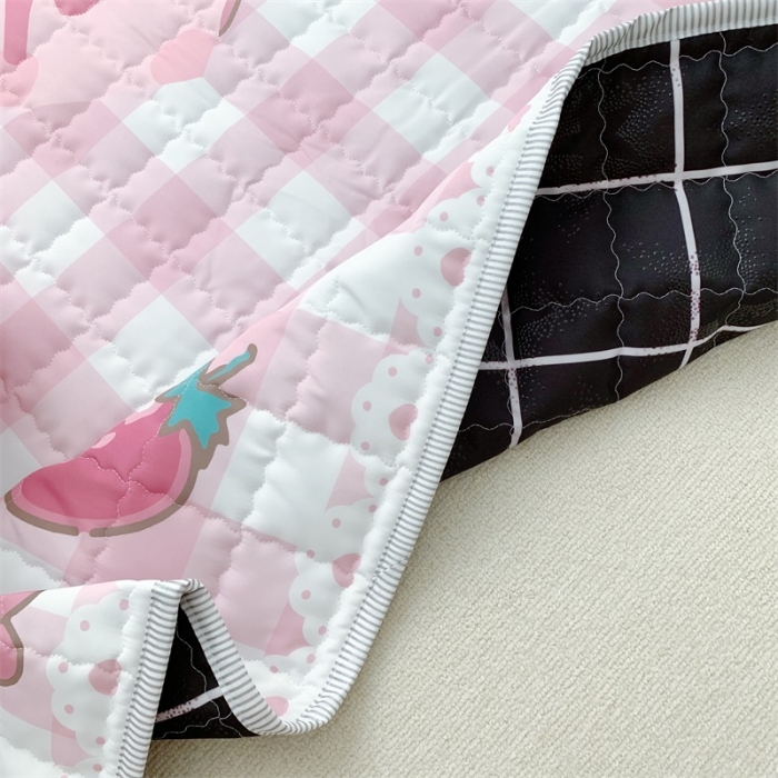 91家纺网 家纺一手货源 找家纺 昔可家纺 2019新款野餐垫 粉草莓