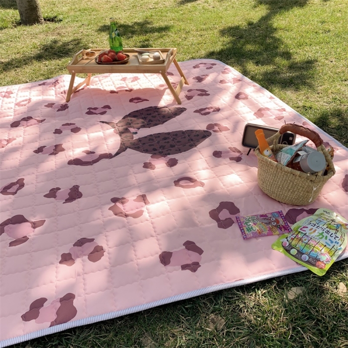 91家纺网 家纺一手货源 找家纺 昔可家纺 2019新款野餐垫 粉粉豹