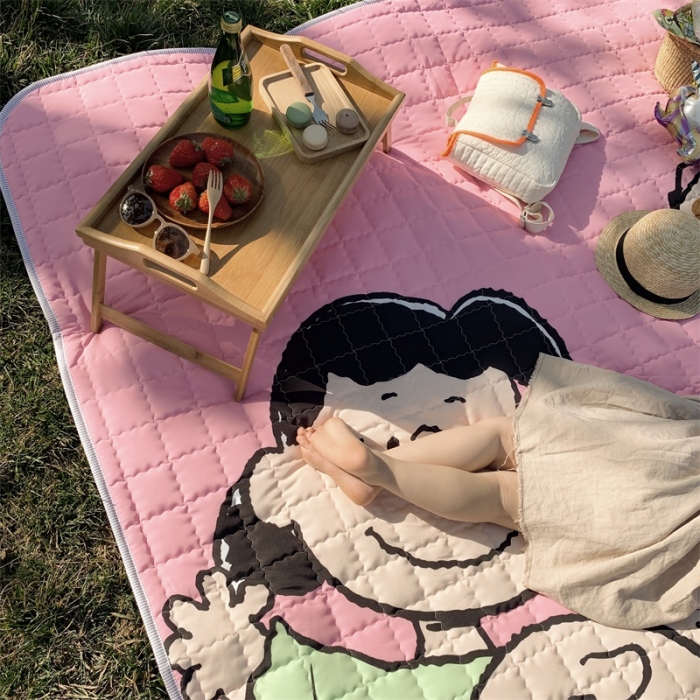 91家纺网 家纺一手货源 找家纺 昔可家纺 2019新款野餐垫 欢乐一家