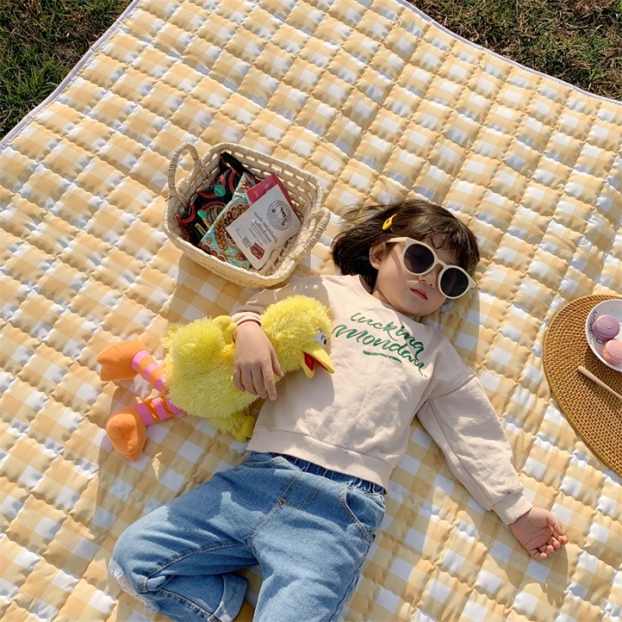 91家纺网 家纺一手货源 找家纺 昔可家纺 2019新款野餐垫 黄格子