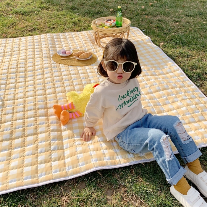 91家纺网 家纺一手货源 找家纺 昔可家纺 2019新款野餐垫 黄格子
