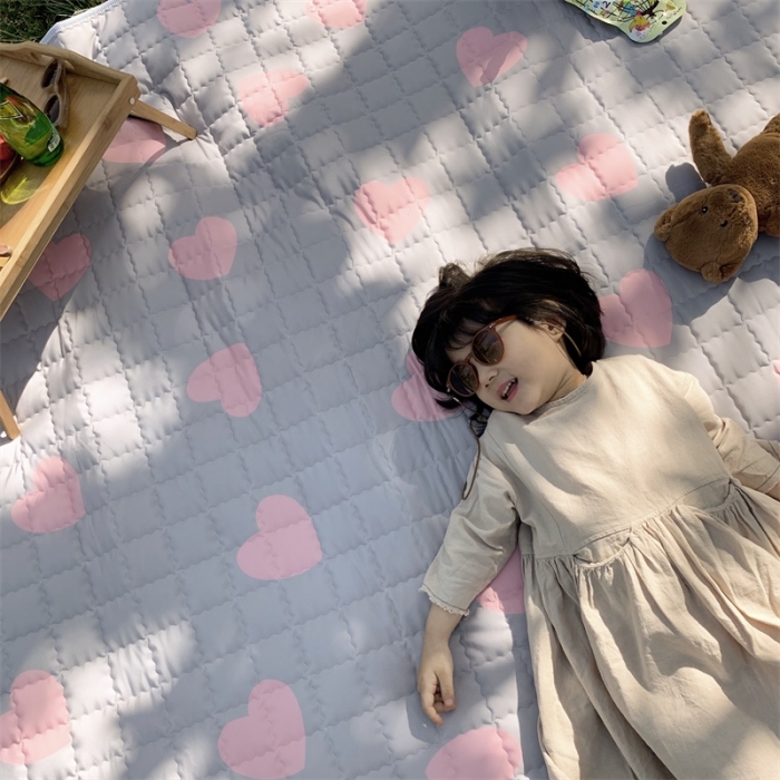 91家纺网 家纺一手货源 找家纺 昔可家纺 2019新款野餐垫 灰底粉心