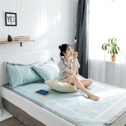 昔可 2019新款太极石养生席新凉席 爱心草莓灰