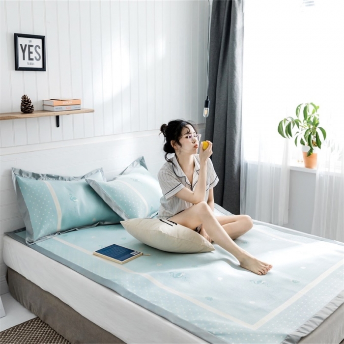 91家纺网 家纺一手货源 找家纺 昔可 2019新款太极石养生席新凉席 爱心草莓灰