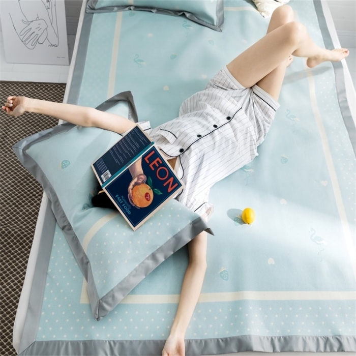 91家纺网 家纺一手货源 找家纺 昔可 2019新款太极石养生席新凉席 爱心草莓灰