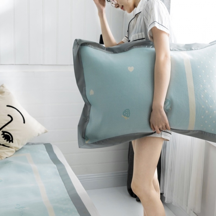 91家纺网 家纺一手货源 找家纺 昔可 2019新款太极石养生席新凉席 爱心草莓灰