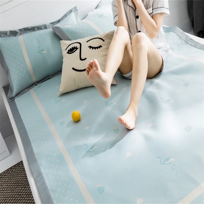 91家纺网 家纺一手货源 找家纺 昔可 2019新款太极石养生席新凉席 爱心草莓灰