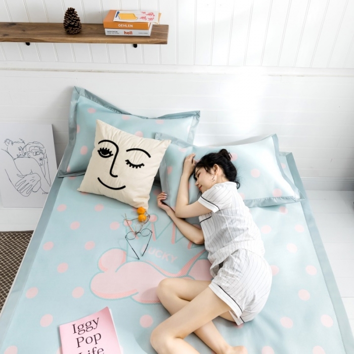 91家纺网 家纺一手货源 找家纺 昔可 2019新款太极石养生席新凉席 波点小皇冠