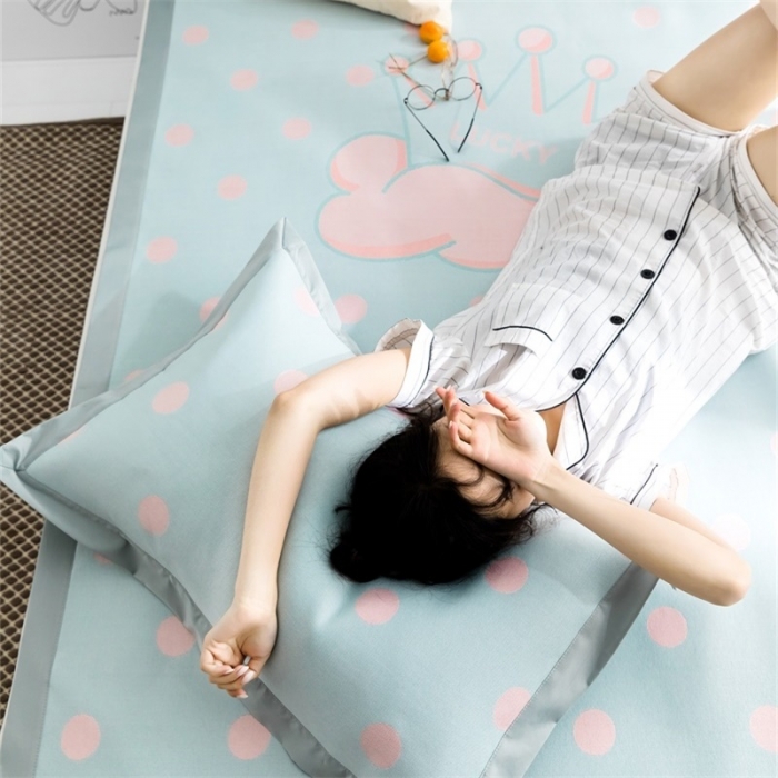 91家纺网 家纺一手货源 找家纺 昔可 2019新款太极石养生席新凉席 波点小皇冠