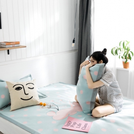 昔可 2019新款太极石养生席新凉席 波点小皇冠