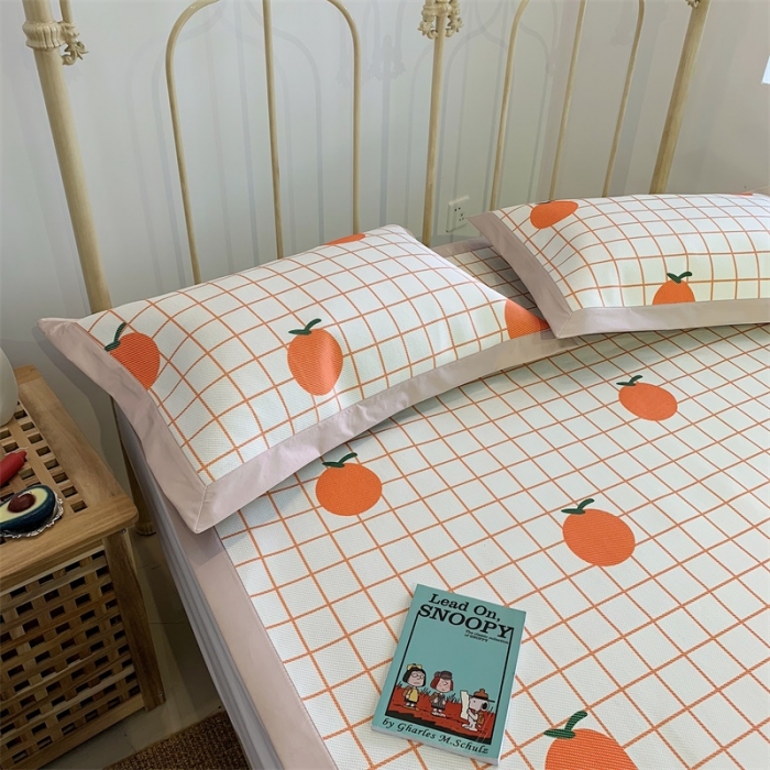 91家纺网 家纺一手货源 找家纺 昔可 2019新款牛奶冰丝软藤席 格子桔