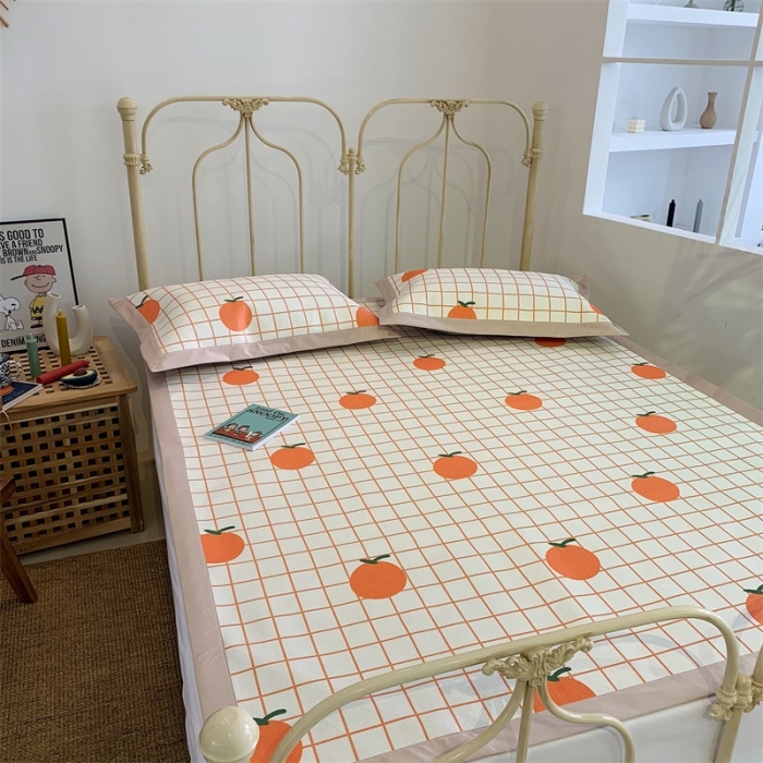 91家纺网 家纺一手货源 找家纺 昔可 2019新款牛奶冰丝软藤席 格子桔