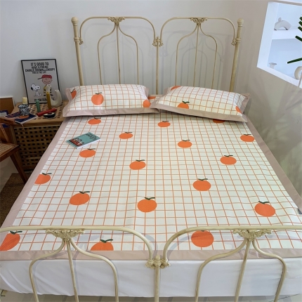 昔可 2019新款牛奶冰丝软藤席 格子桔