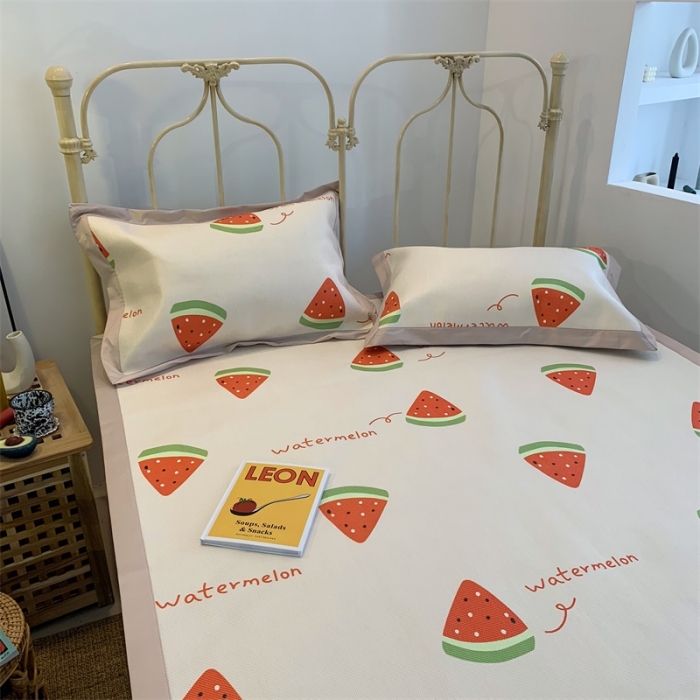 91家纺网 家纺一手货源 找家纺 昔可 2019新款牛奶冰丝软藤席 小西瓜