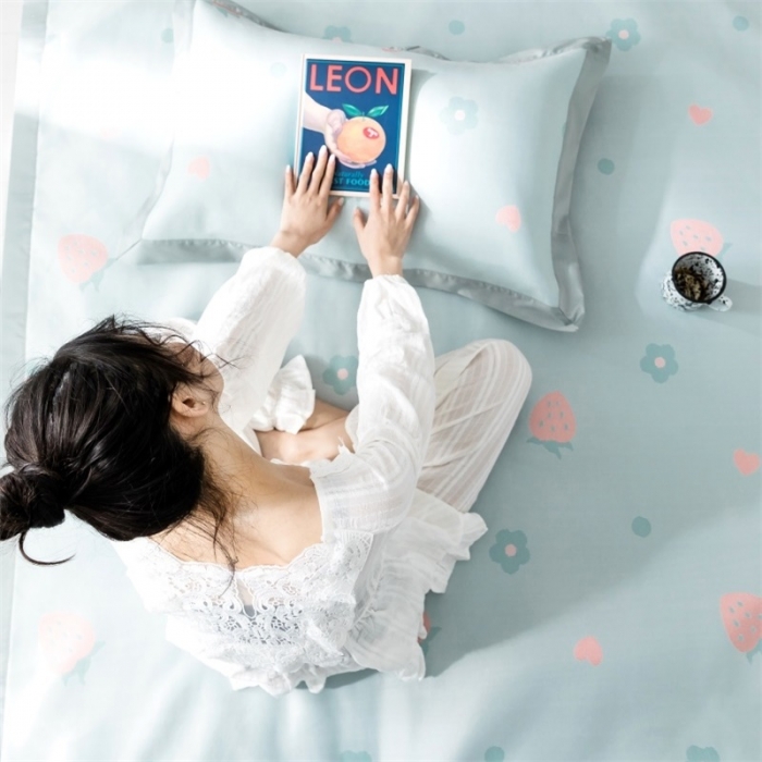 91家纺网 家纺一手货源 找家纺 昔可 2019新款太极石养生席新凉席 爱心草莓