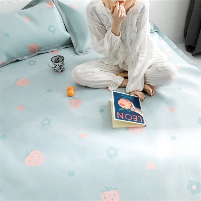 91家纺网 家纺一手货源 找家纺 昔可 2019新款太极石养生席新凉席 爱心草莓