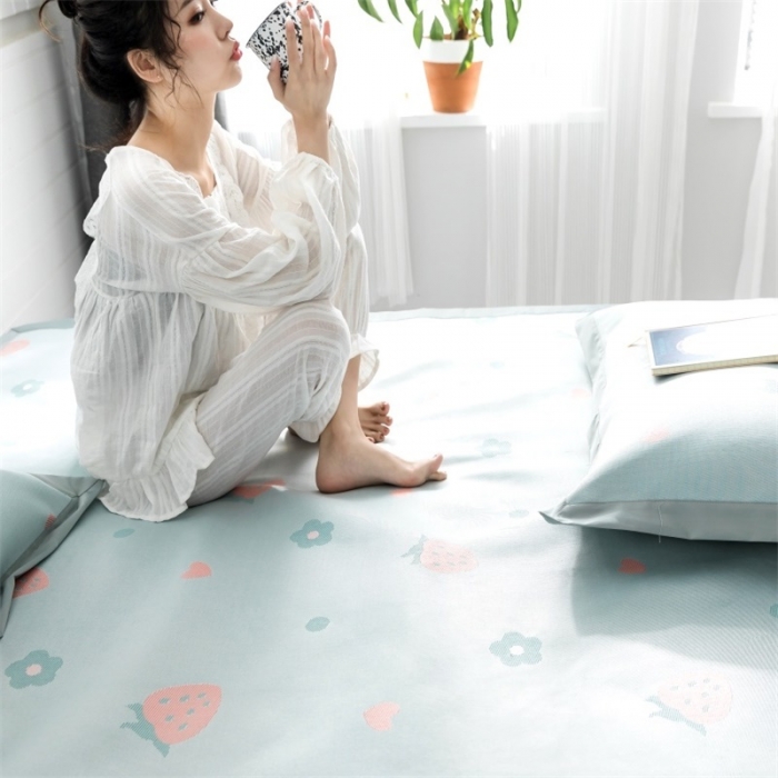 91家纺网 家纺一手货源 找家纺 昔可 2019新款太极石养生席新凉席 爱心草莓