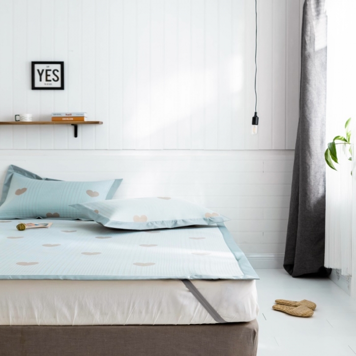 91家纺网 家纺一手货源 找家纺 昔可 2019新款太极石养生席新凉席 格子爱心