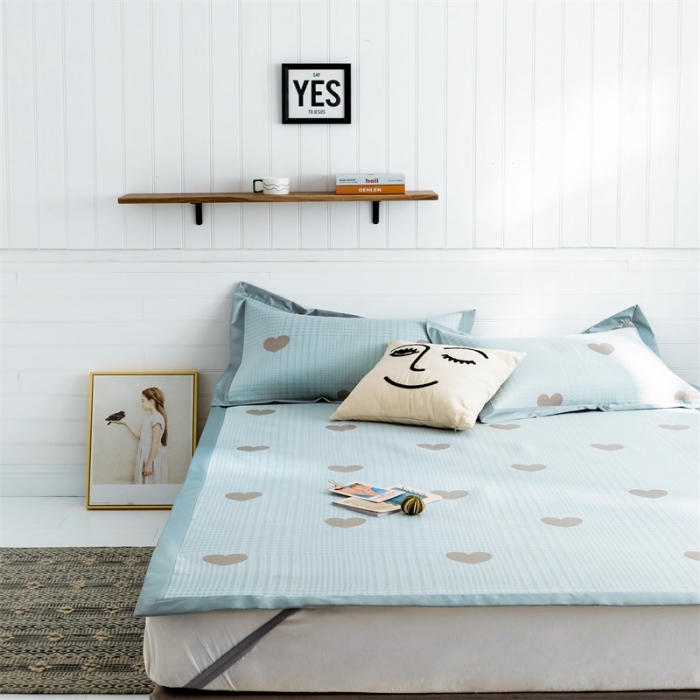 91家纺网 家纺一手货源 找家纺 昔可 2019新款太极石养生席新凉席 格子爱心