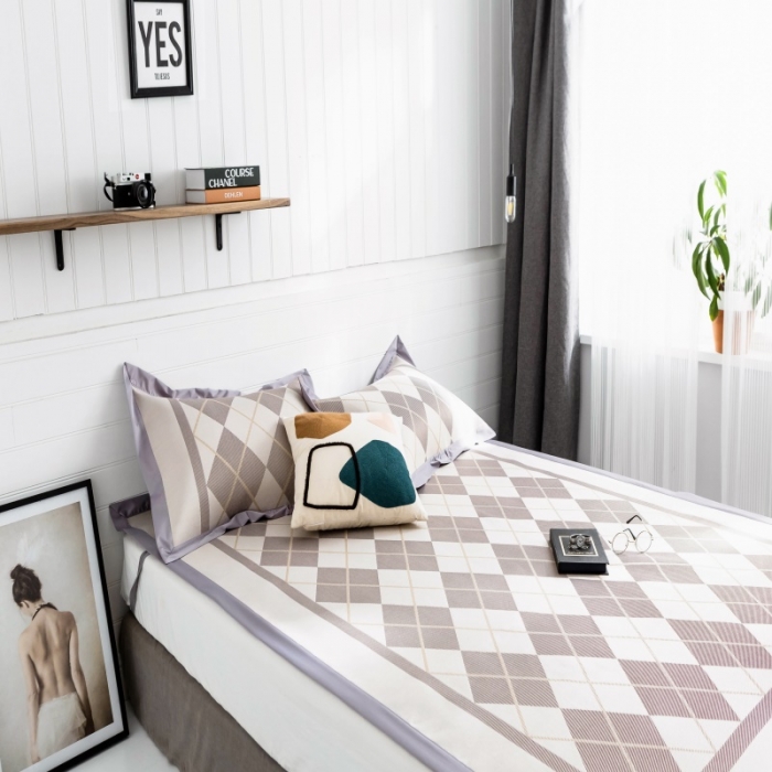 91家纺网 家纺一手货源 找家纺 昔可 2019新款太极石养生席新凉席 菱格