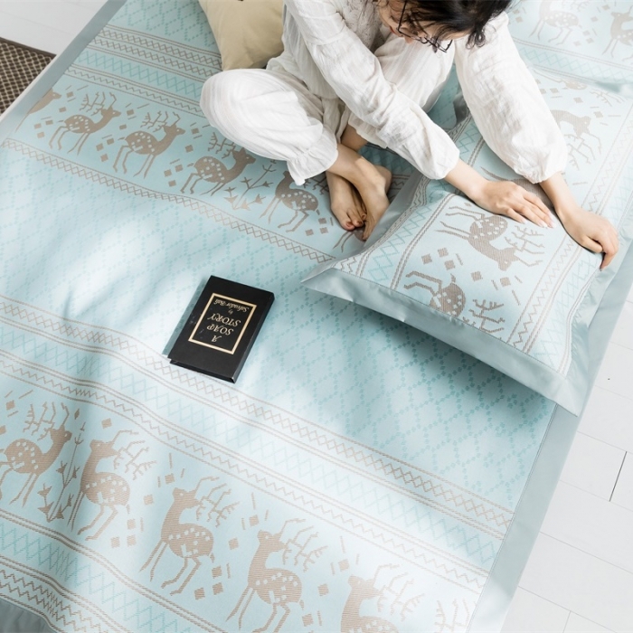 91家纺网 家纺一手货源 找家纺 昔可 2019新款太极石养生席新凉席 麋鹿幻境