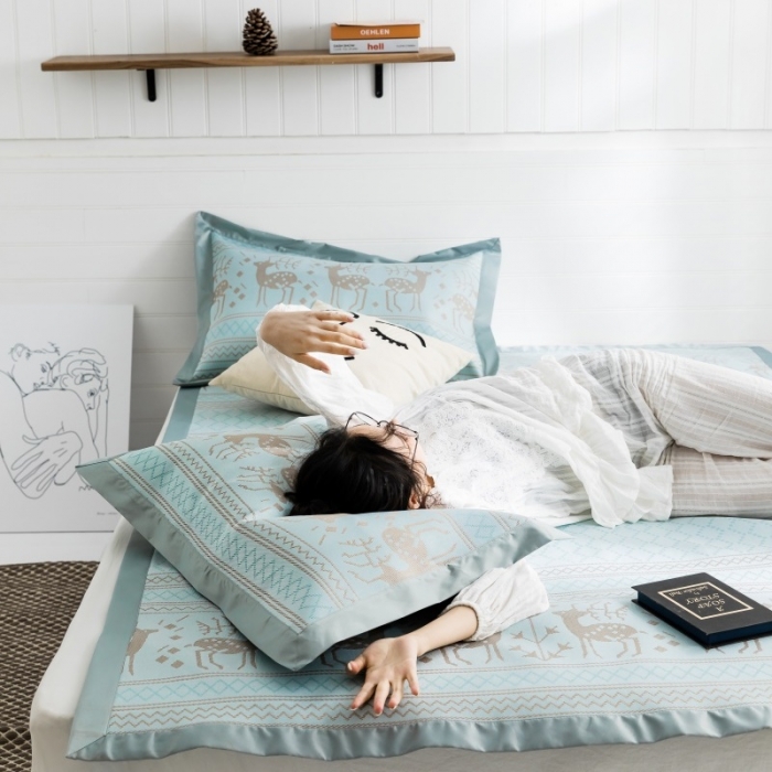 91家纺网 家纺一手货源 找家纺 昔可 2019新款太极石养生席新凉席 麋鹿幻境