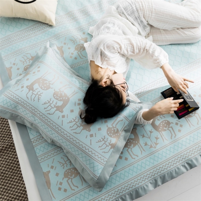 91家纺网 家纺一手货源 找家纺 昔可 2019新款太极石养生席新凉席 麋鹿幻境