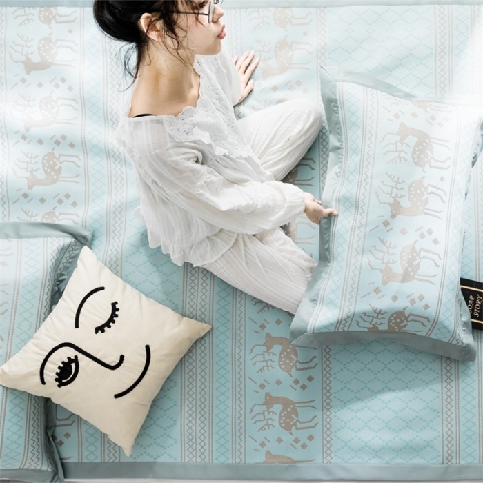 91家纺网 家纺一手货源 找家纺 昔可 2019新款太极石养生席新凉席 麋鹿幻境