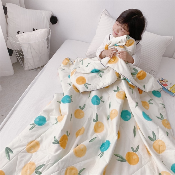 91家纺网 家纺一手货源 找家纺 昔可 2019新款纯棉夏被 香橙