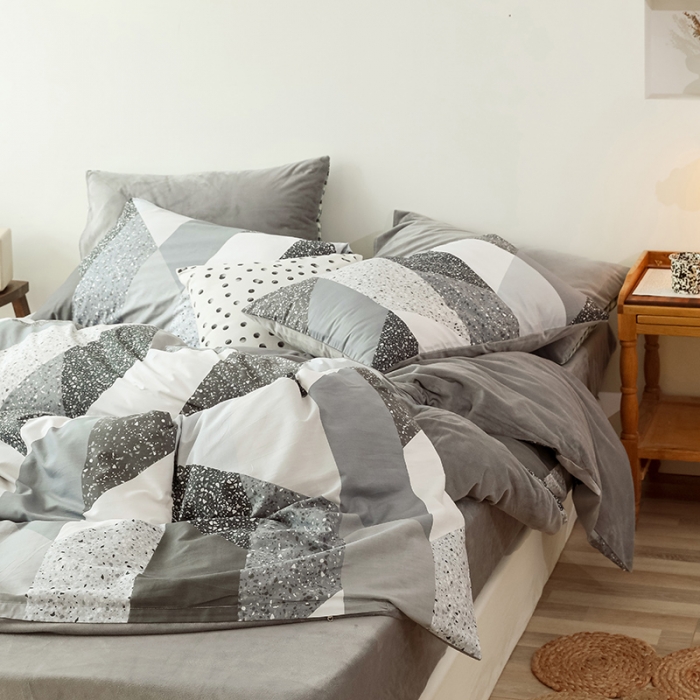 91家纺网 家纺一手货源 找家纺 （总）昔可 2019新款13372棉加绒简约系列四件套