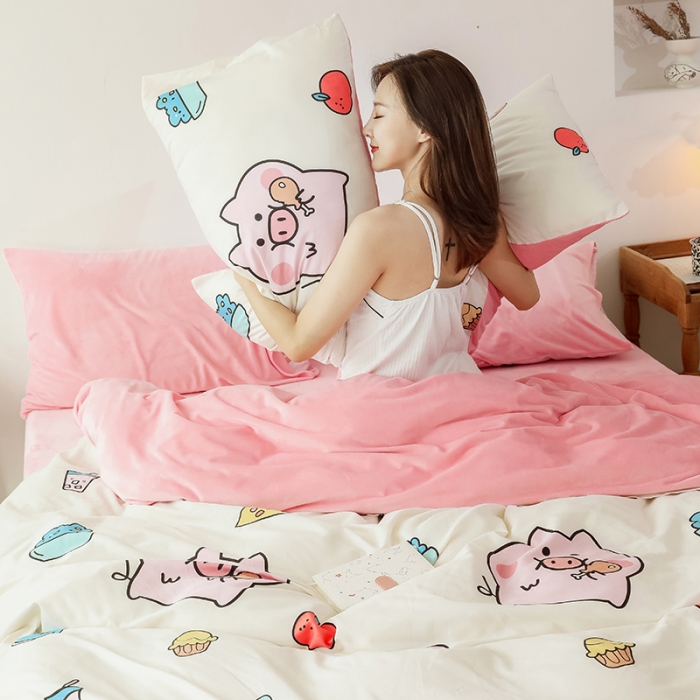 91家纺网 家纺一手货源 找家纺 （总）昔可 2019新款13372棉加绒卡通系列四件套