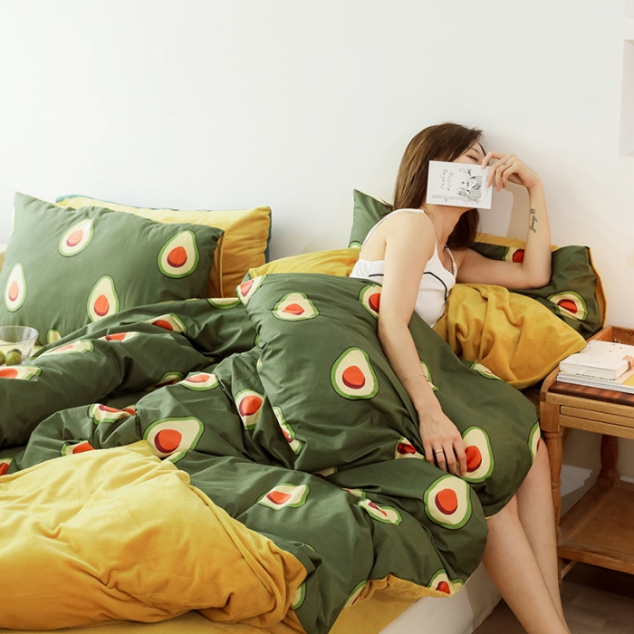 91家纺网 家纺一手货源 找家纺 昔可 2019新款13372棉加绒水果系列四件套 美好生活