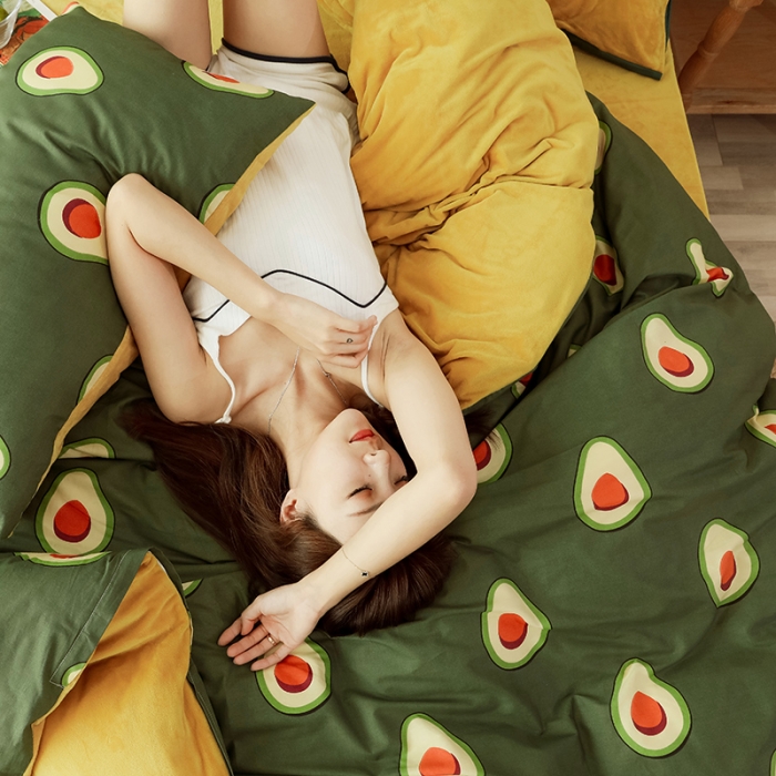 91家纺网 家纺一手货源 找家纺 昔可 2019新款13372棉加绒水果系列四件套 美好生活