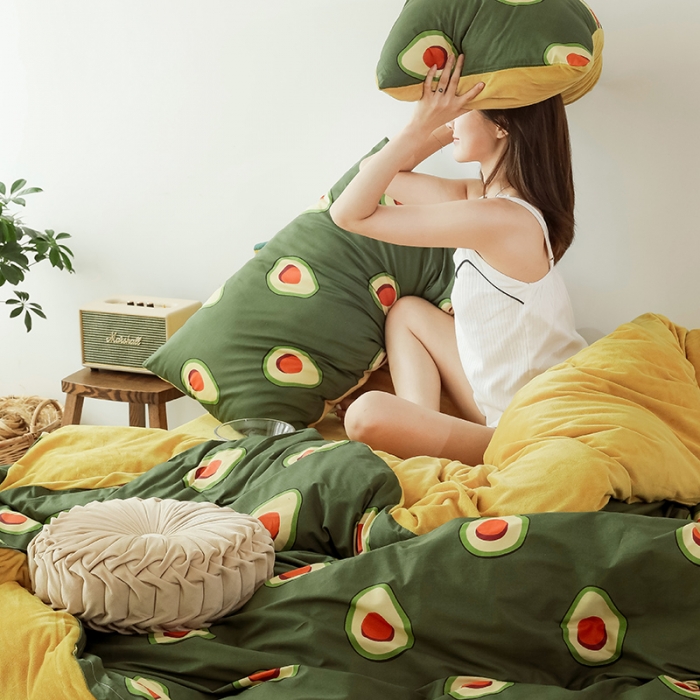 91家纺网 家纺一手货源 找家纺 昔可 2019新款13372棉加绒水果系列四件套 美好生活