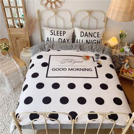 91家纺网 家纺一手货源 找家纺 昔可 2019新款设计师款韩国宝宝绒大版四件套 大波点