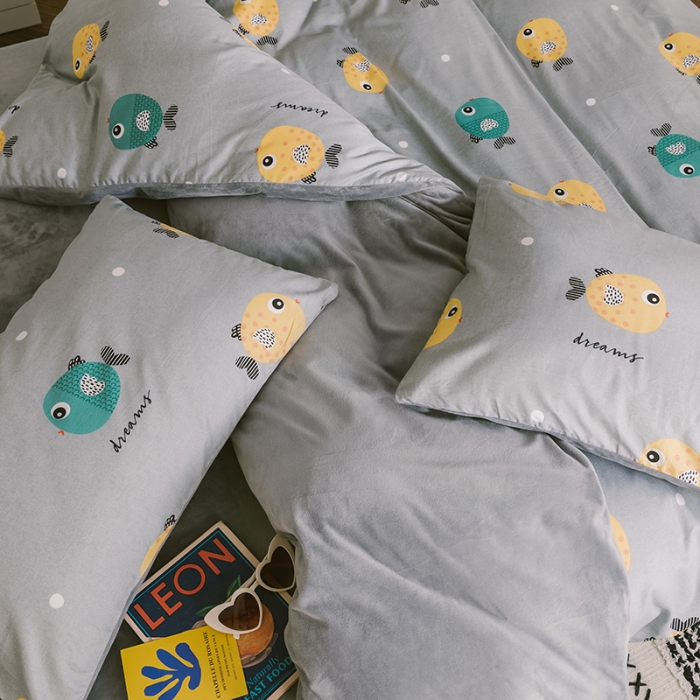 91家纺网 家纺一手货源 找家纺 昔可 2019新款13372棉加绒卡通系列四件套 好多鱼