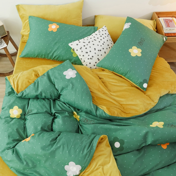 91家纺网 家纺一手货源 找家纺 昔可 2019新款13372棉加绒花卉系列四件套 泫雅花新