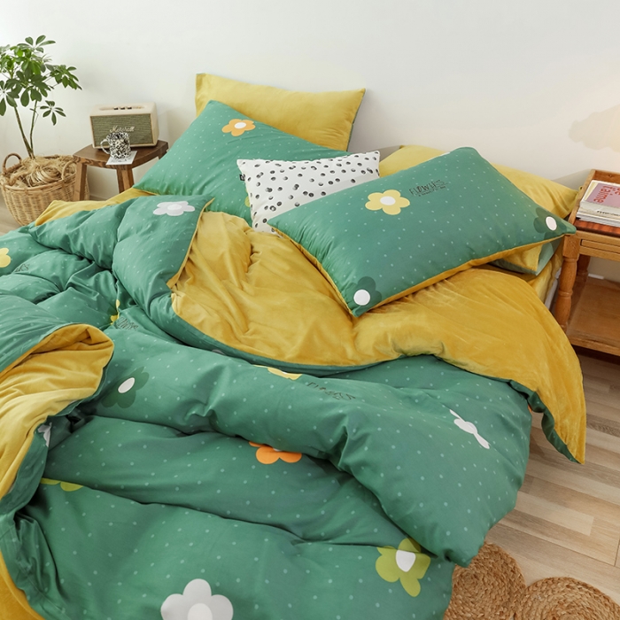 91家纺网 家纺一手货源 找家纺 昔可 2019新款13372棉加绒花卉系列四件套 泫雅花新