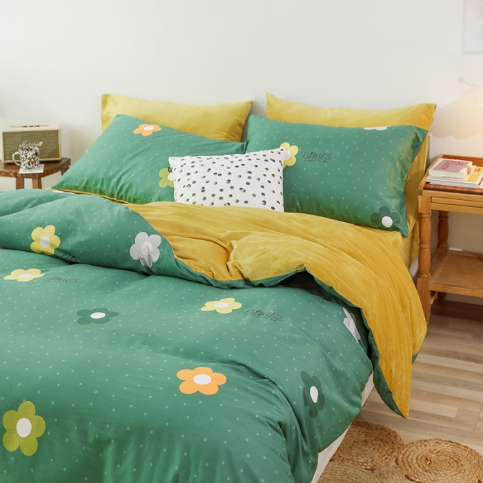 91家纺网 家纺一手货源 找家纺 昔可 2019新款13372棉加绒花卉系列四件套 泫雅花新