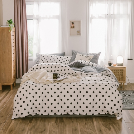 昔可 2019新款13372棉加绒简约系列四件套 小波点