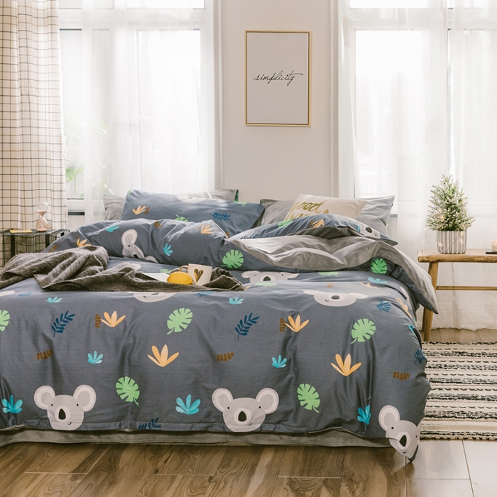 91家纺网 家纺一手货源 找家纺 昔可 2019新款13372棉加绒卡通系列四件套 可爱考拉