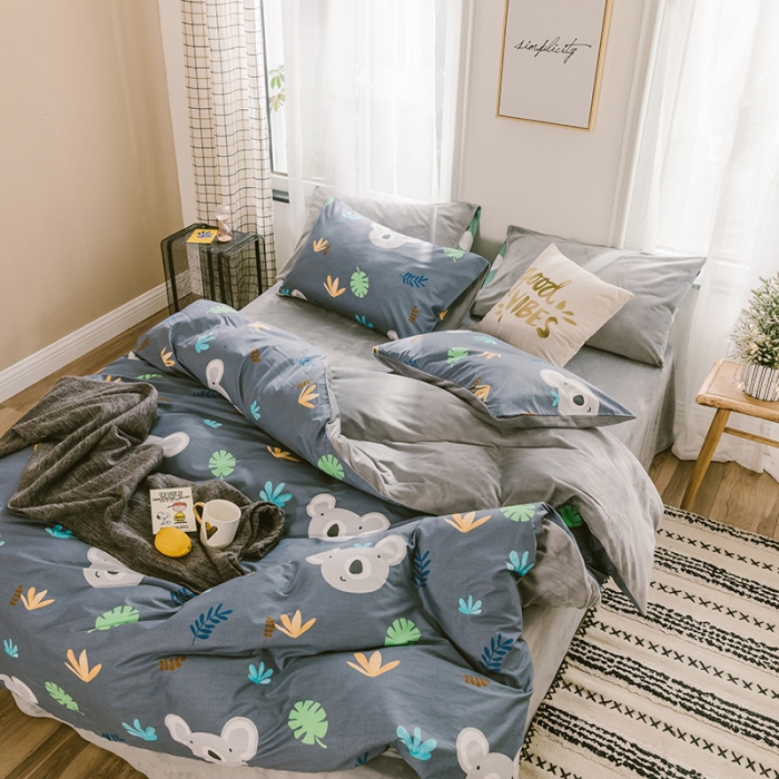 91家纺网 家纺一手货源 找家纺 昔可 2019新款13372棉加绒卡通系列四件套 可爱考拉