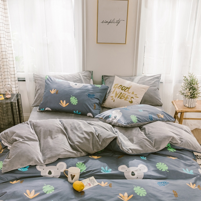 91家纺网 家纺一手货源 找家纺 昔可 2019新款13372棉加绒卡通系列四件套 可爱考拉