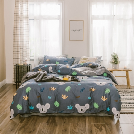 昔可 2019新款13372棉加绒卡通系列四件套 可爱考拉